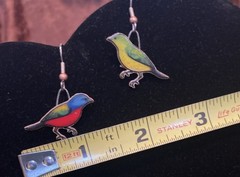Artisan Handcrafted Colorful Songbird Dangle Drop French Wire Earrings NEW