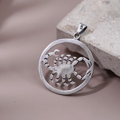 Vintage Mexican sterling silver handmade pendant, 925 scorpion circle tag