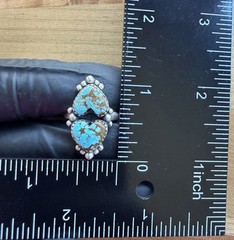 Sterling Silver Native Style SW Genuine No. 8/Mine 8 Turq 2 Stone Heart Ring
