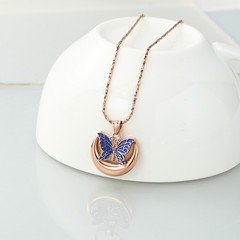 Butterfly Urn Necklace for Ashes Women Men Moon Memorial Ashes Cremation Jewelry