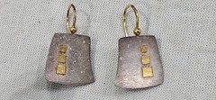 Artisan Modernist Sterling Earrings Mixed Metal 925 22K Gold 2.84 Grams
