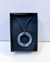 Handmade Stonewashed Black Ceramic Loop Necklace Artisan Boho Art
