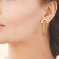 Gold Stainless Steel Earrings, 55 Mm Long Dangles