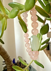 STACKABLE ENERGY BRACELET Seafoam Green CHALCEDONY PINK ROSE QUARTZ Heart Chakra