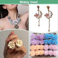 200-Pack 13mm x 3.5mm ( W x H ) Bead End Caps Flower Stamen [Red Gold]