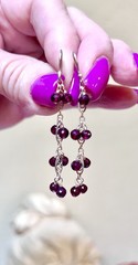 LOVELY Artisan/Designer Gold Over Sterling Silver Rhodolite Garnet Earrings