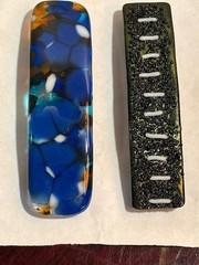 Art Glass Multicolor Artisan Handcrafted Dichroic Glass Hair Barrette PAIR