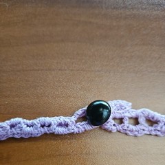 Handcrafted Purple Pink and Brown Button Crochet Necklace