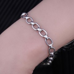 6.75” 8mm, vintage Napier Co. sterling silver 925 flatten oval link bracelet