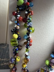 HANDCRAFTED Art Glass Seed Bead TWIST WRAP NECKLACE Multi Color EXTRA LONG 48″