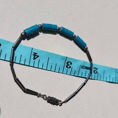 Vintage Liquid Silver Turquoise Bead Bracelet Blue Southwestern Native