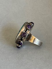 Vintage Sterling Silver with Turquoise and Amethyst Ring 1 1/4” Size 9 3/4