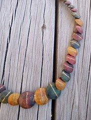 Vtg Artisan Brass Necklace Statement Painted Metal
