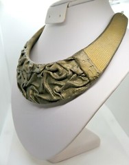 Collar Bib Faux Leather Statement Necklace Polymer Clay Unique gift for Her