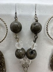 Deb Guyot Sterling Silver Smoky Druzy Quartz Necklace and Earring Set