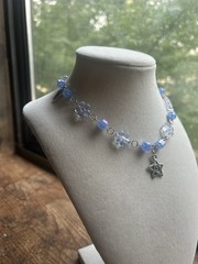 Handmade Blue Beaded Star Choker/necklace