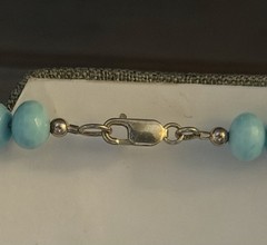 Amazonite 5-8mm Roundel Beads 16” Strand Handmade Chain 925 Silver Necklace
