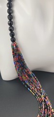 Beautiful Artisian Multi Stand Multi Color Glass Hand Beaded Necklace 34″