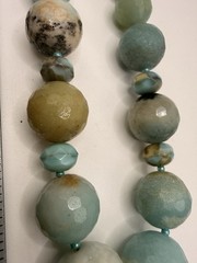 Artisan Amazonite Gemstone Statement Necklace Large Pendant Boho Beaded