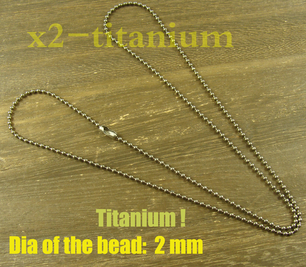 Pure Titanium 26 inch (66cm) ball bead chain 2mm necklace anti-allergy XH103A