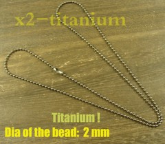 Pure Titanium 26 inch (66cm) ball bead chain 2mm necklace anti-allergy XH103A