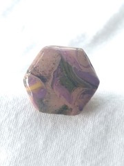 Handcrafted Gold Adjustable Polymer Clay Ring Pink Purple Green Hexagon Shaped