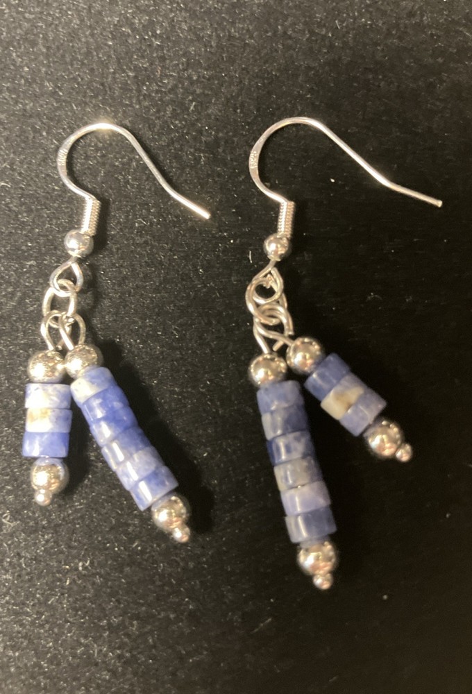 Handmade Sterling Silver French Hook Earrings With Sodalite 2×4 Rondelle