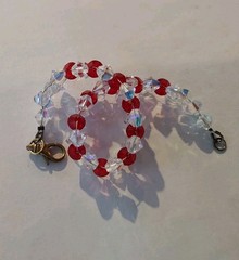Made with Swarovski 6mm Bicone Beads AB Crystal & Lt Siam (Red) Fits7 1/2″ Wrist