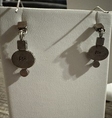 Vintage Signed LC Sterling Silver Gray Pearl Artisan DangleEarrings HandmadeBoho