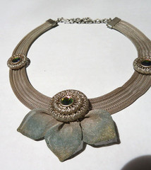 Sarah Cavender Gold Copper Antique Bib Collar Necklace Floral Pendant NWT $299