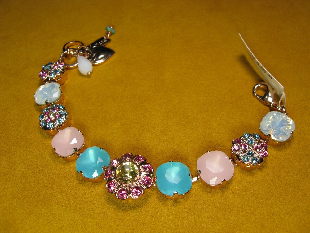 MARIANA BRACELET SWAROVSKI CRYSTALS FLOWER BLUE AQUA PINK MULTI COLOR Rose Gold