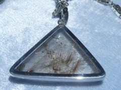 Sterling Pendant 35 X 26mm Rutilated Quartz, 18.5″ AK Chain & Clasp Konder #289