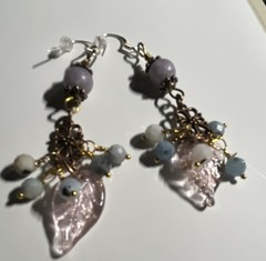 Handcrafted Multicolor Beaded Leaf Dangle/Drop Earrings, FrenchHook earwires