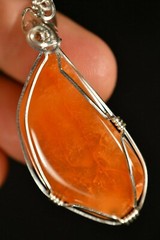 CARNELIAN Pendant 5.8cm 11g +Cord *SILVER* Handmade Wire Wrapped Healing Crystal