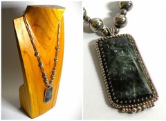 VINTAGE SOUTHWESTERN SERAPHINITE GEMSTONE STERLING SILVER 925 PENDANT NAVAJO