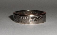 «Sealed»NORTH DAKOTA US STATE QUARTER handcrafted coin ring or pendant size 4-14