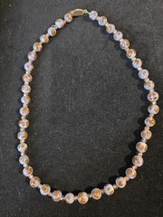 A Handmade 19 Inch Purple And Gold Necklace With 18 Carat Gold Plated Clasp