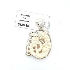 Sterling Silver Handmade Carved Dragon Pendant-(Charles Albert)-1.5 x 2.25 Inch