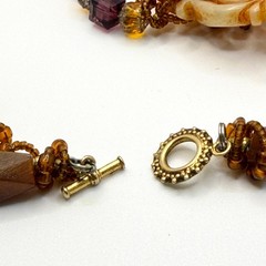 Vintage 90s Earthy Brown Resin Jade Carnelian Deity Statement Necklace