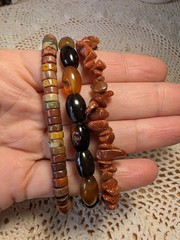 Bracelet Set- Goldstone, Agate, And Jasper