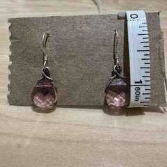 Light Rose Swarovski Crystal Briolette Earrings Sterling Silver