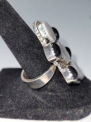 SS 925 Rainbow Moonstone & Black Onyx ring. SS 925. Adjustable, full silver back