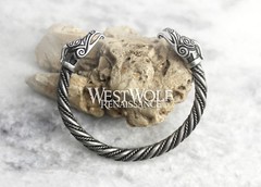 Silver Viking Phoenix Torc / Bracelet — Norse/Jewelry/Celtic/Dragon/Eagle/Bird