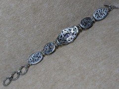 Sarda Bali Purple Coral 925 Sterling Toggle Bracelet 6.5- 8 Rare Unique Handmade