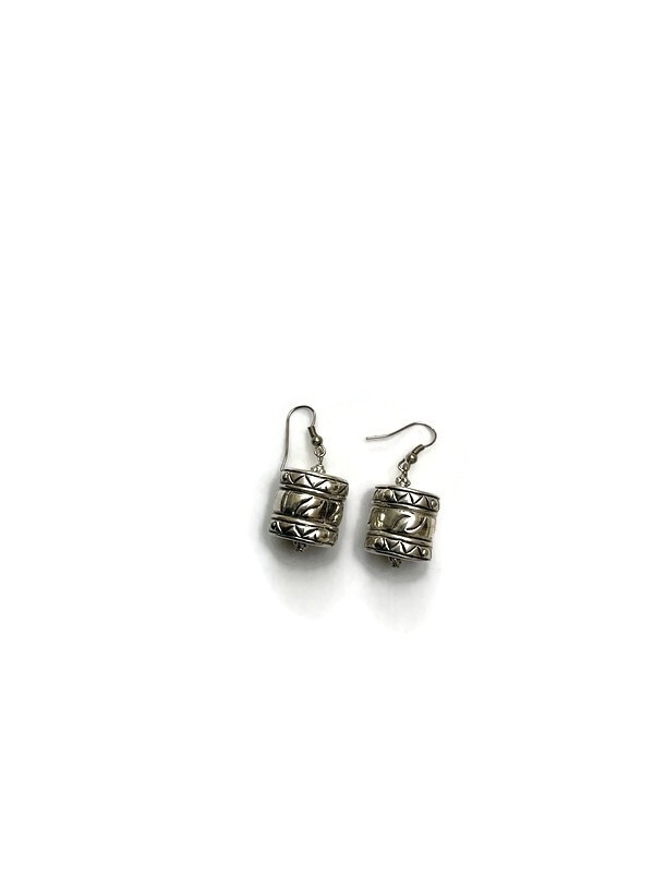 Handmade Vintage Silver-Tone Earrings, Artisan Dangle Jewelry for Women