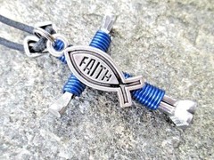 WESTERN NAIL CROSS HORSESHOE NECKLACES- with FAITH CHARM – ADJUSTABLE CORD