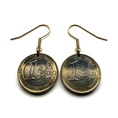 2002 Germany Deutschland 1 Euro coin earrings German eagle Berlin Hamburg 000657
