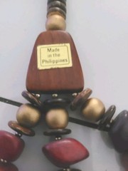 Wood and mixed material beaded necklace, handcrafted artisan jewelry, Philippine