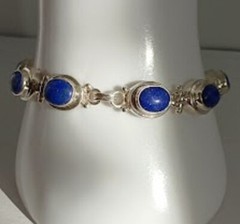 Lapis Lazuli Link Bracelet ~ Marked 925 ~ Mexico (?) ~ 7.25″ x 24mm ~ Wt. 2.65g