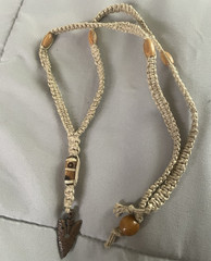 Handcrafted Beige Braided Necklace Arrow with Eagle Charm Pendant Bohemian